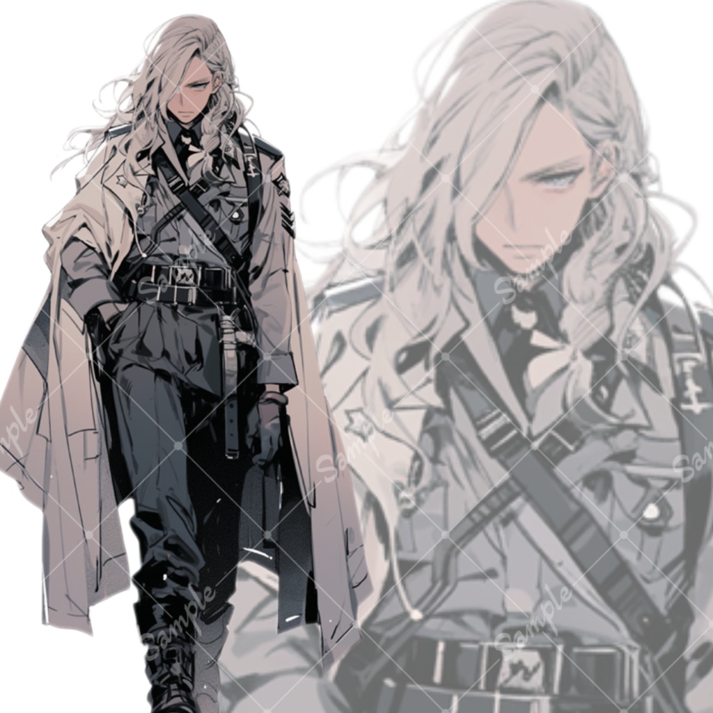 立ち絵素材29 軍服 長髪 男性