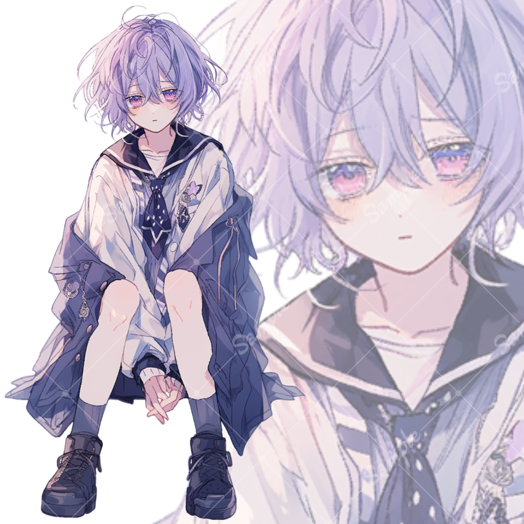 立ち絵素材51 紫髪 学生服 中性的 - いろはす - BOOTH