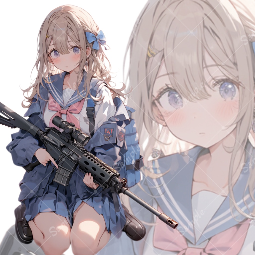 立ち絵素材53 機関銃 セーラー服