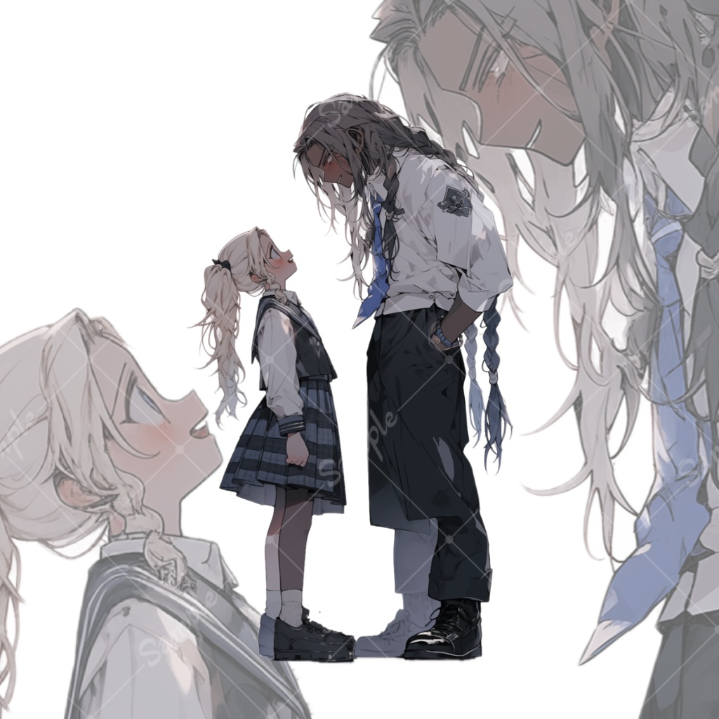 立ち絵素材106 立ち絵合わせ 学生 男女
