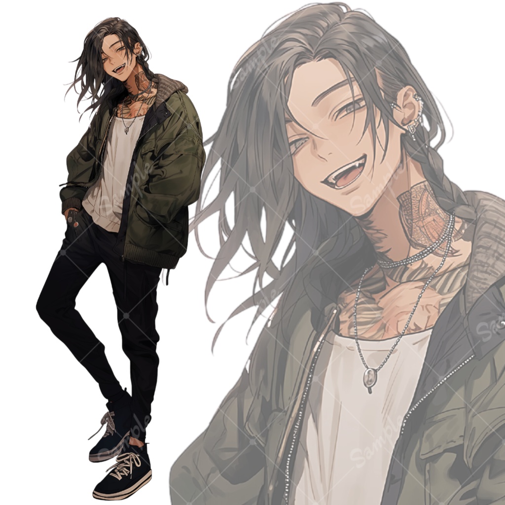 立ち絵素材126 長髪 冬服 不良 男