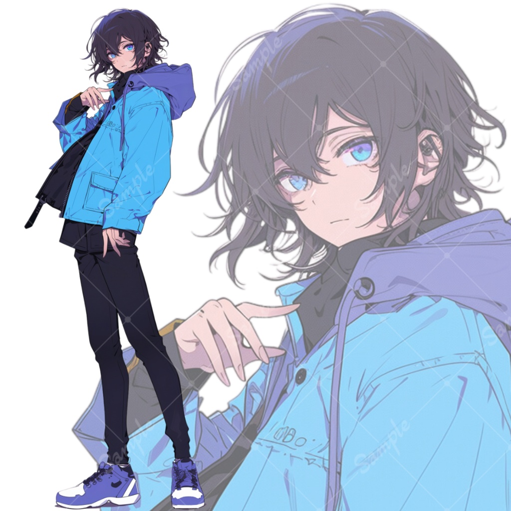 立ち絵素材153 青眼 私服 男の子