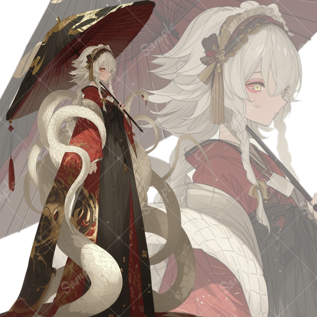 立ち絵素材155 白蛇 和服 女性