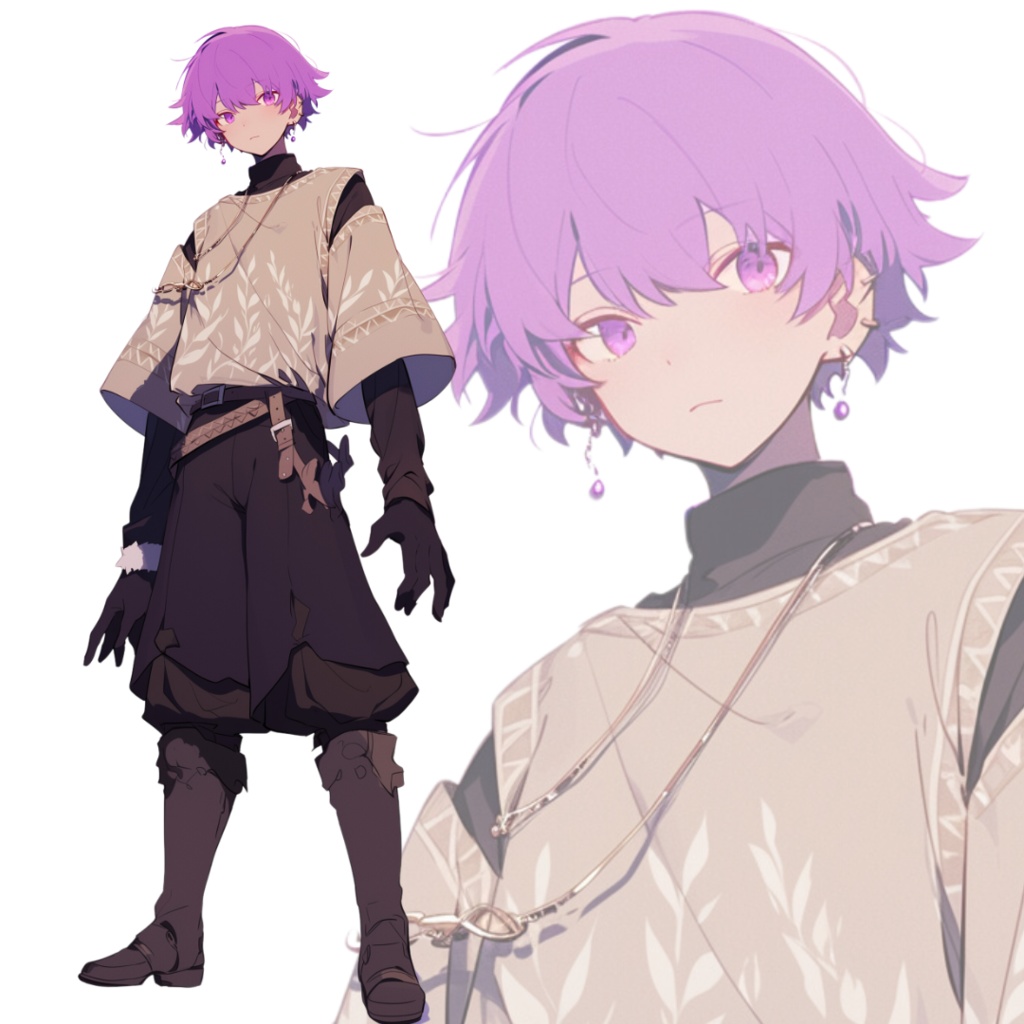 立ち絵素材161 紫髪 私服 男