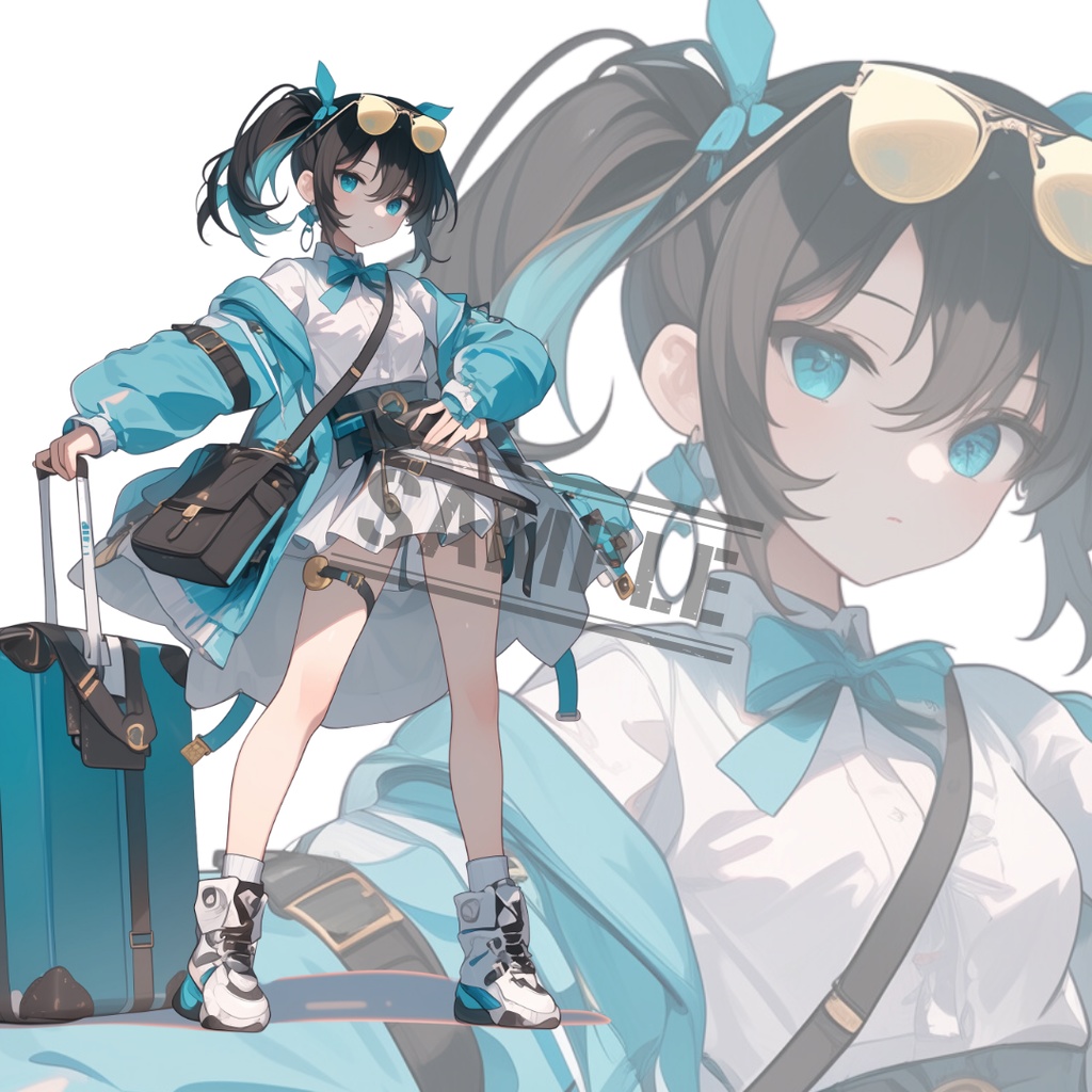 立ち絵素材197 旅人 旅行者 スーツケース 女の子