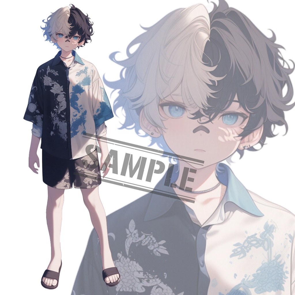 立ち絵素材201 和柄シャツ 男の子