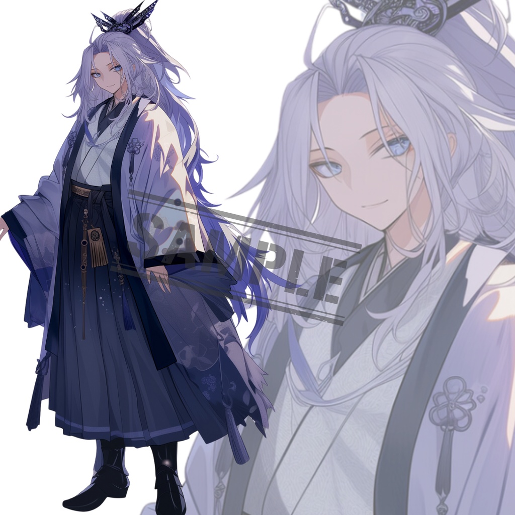 立ち絵素材202 和装 長髪 男