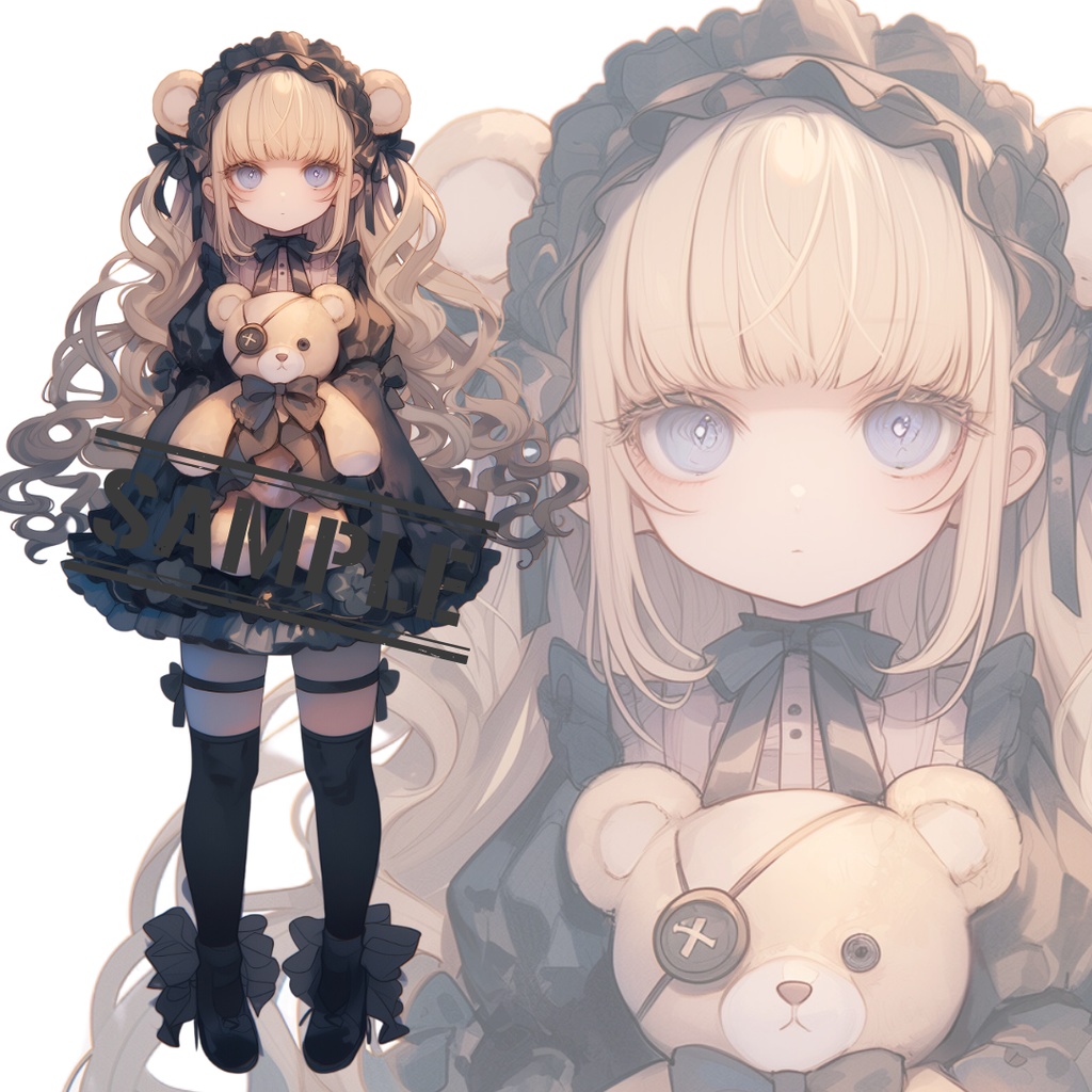 立ち絵素材226 金髪 ゴスロリ ぬいぐるみ
