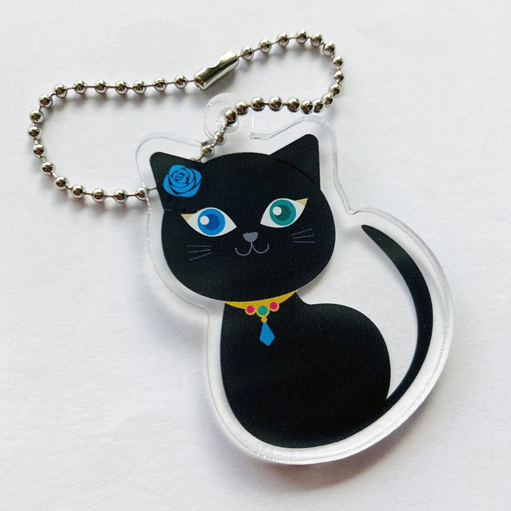 【アクキー】黒猫ブルーローズ