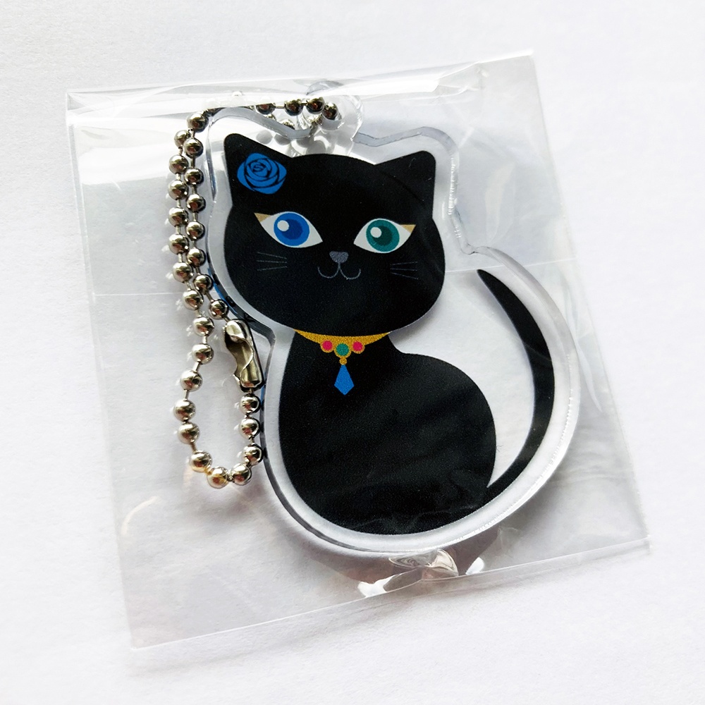 【アクキー】黒猫ブルーローズ