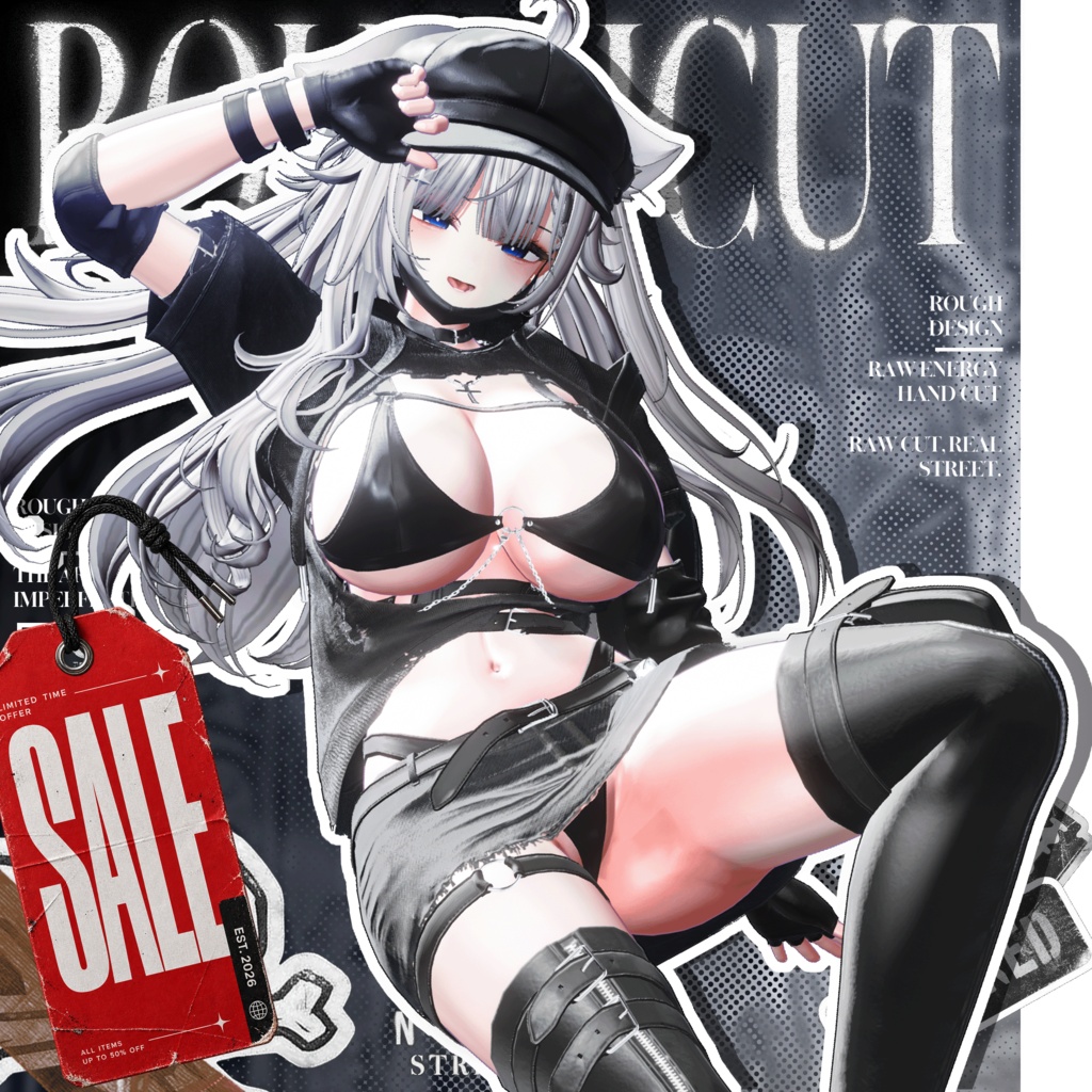 🖤Sale!🛍️🖤【14アバター対応】ROUGHCUT【VRChat向け衣装モデル】🖤