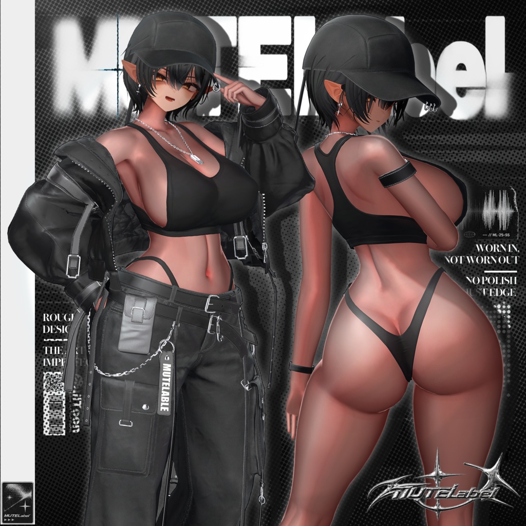 🖤【FREE MISAKI/KUMALY】【14アバター対応】MUTELabel【VRChat向け衣装モデル】🖤