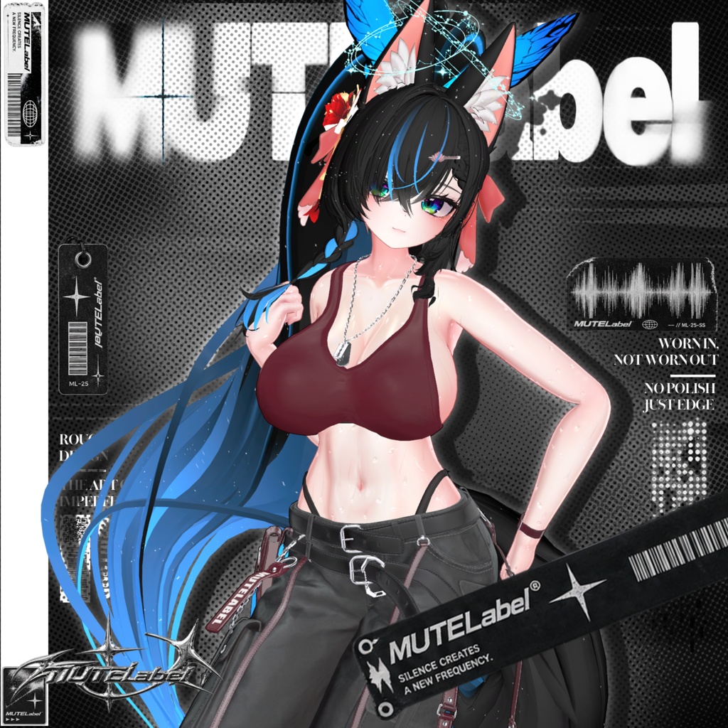 🖤【FREE MISAKI/KUMALY】【14アバター対応】MUTELabel【VRChat向け衣装モデル】🖤