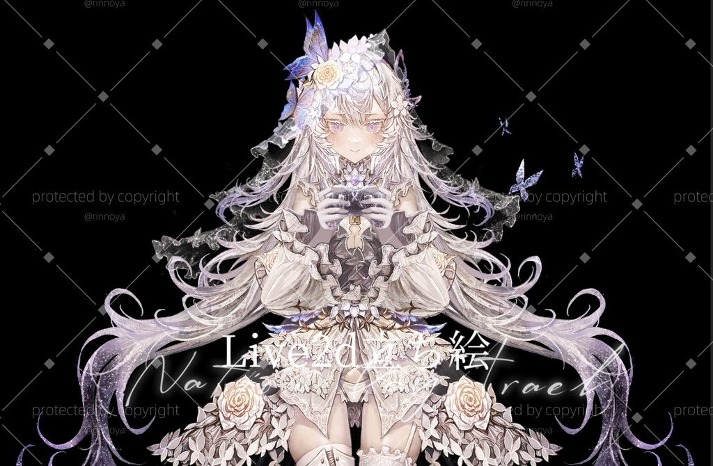 【1点限定】Live2D立ち絵 白髪エルフの姫 高解像度 パーツ分け済み