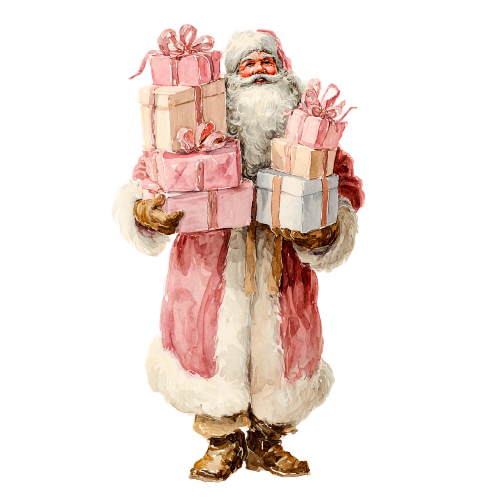 水彩風アンティーク調クリスマスクリップアートセット(全20点・背景透過PNG/商用利用可)