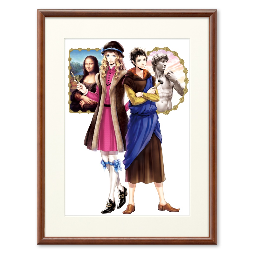 額装付き高精彩複製原画 レオナルドとミケランジェロ2