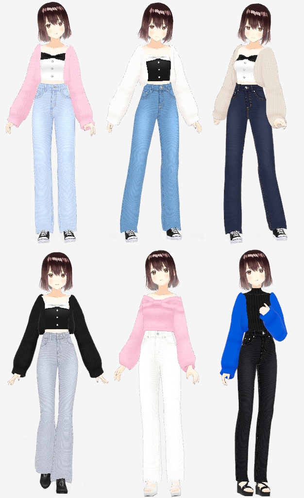 VRoid衣装 きれいめハイウエストデニムパンツ6色