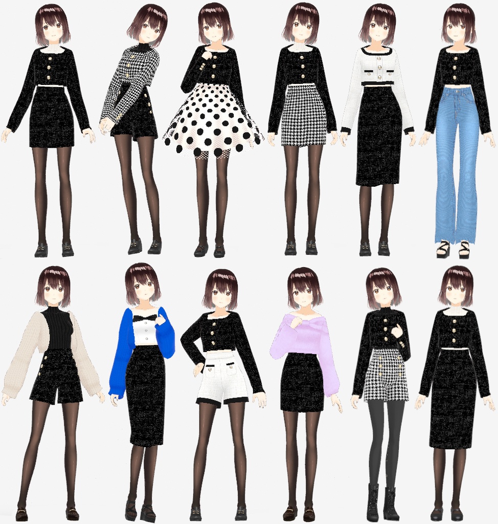 VRoid衣装 ブラックツイードスーツ