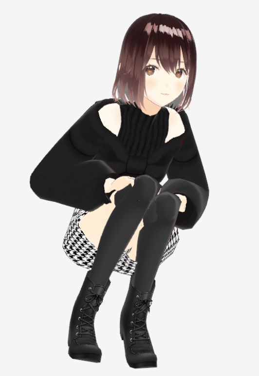 VRoid衣装 ハイネック半袖リブニットトップス