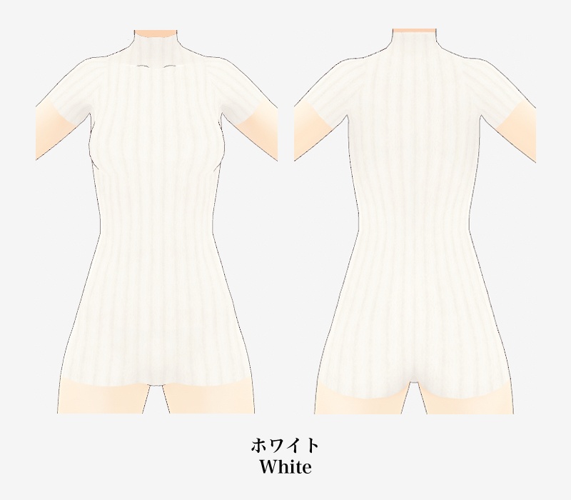 VRoid衣装 ハイネック半袖リブニットトップス