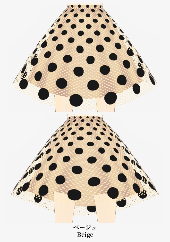 VRoid衣装 水玉フロッキーチュールフレアスカート4色