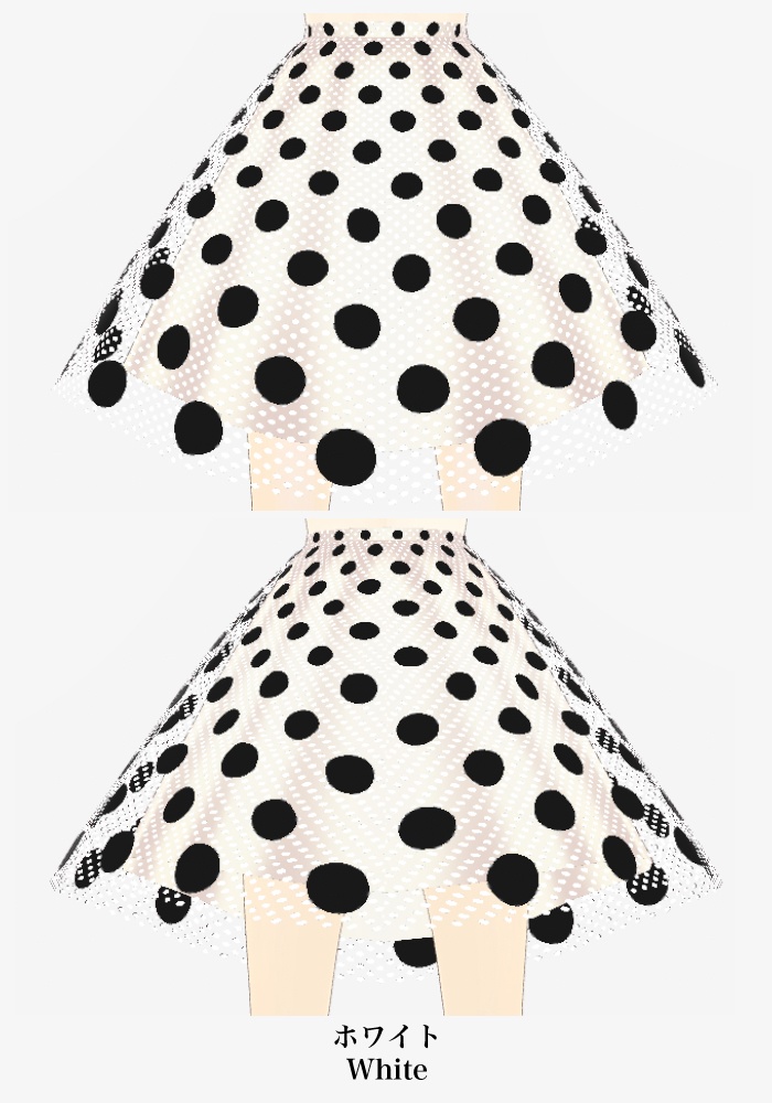 VRoid衣装 水玉フロッキーチュールフレアスカート4色