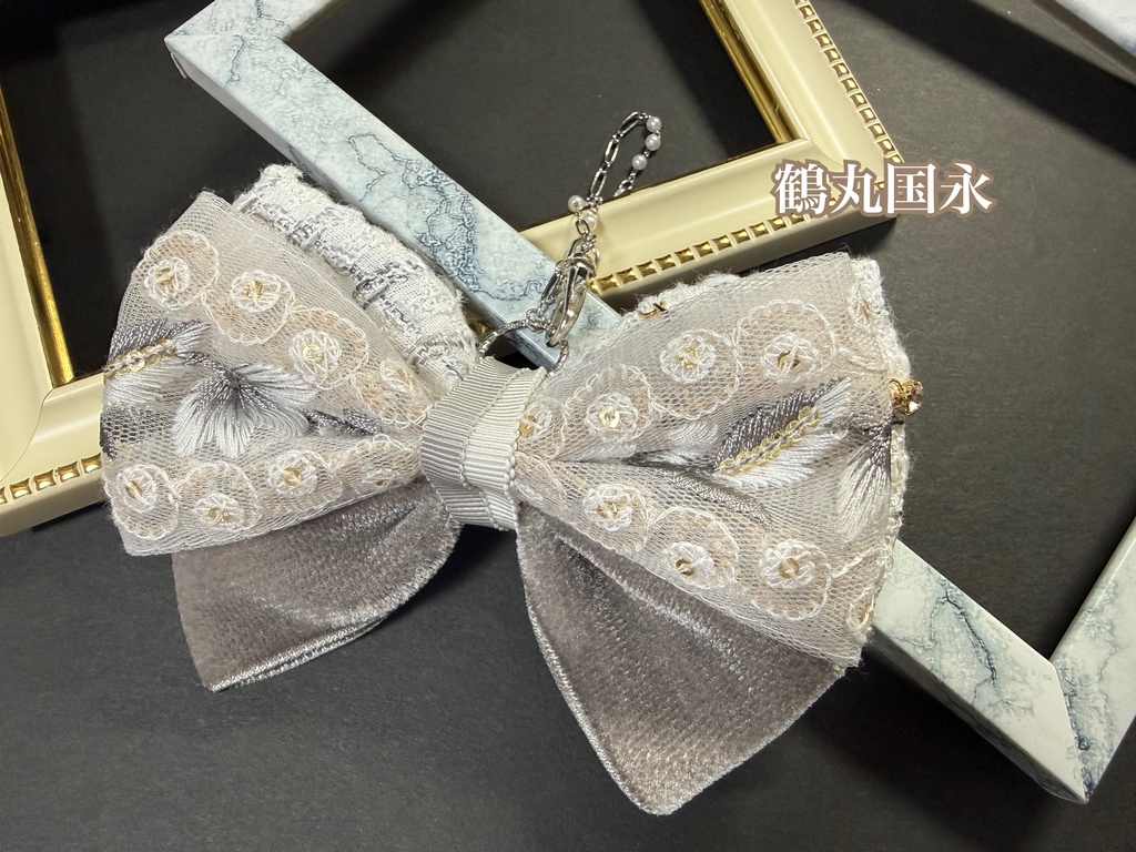 新作:刺繍&ベルベットリボンバッグチャーム