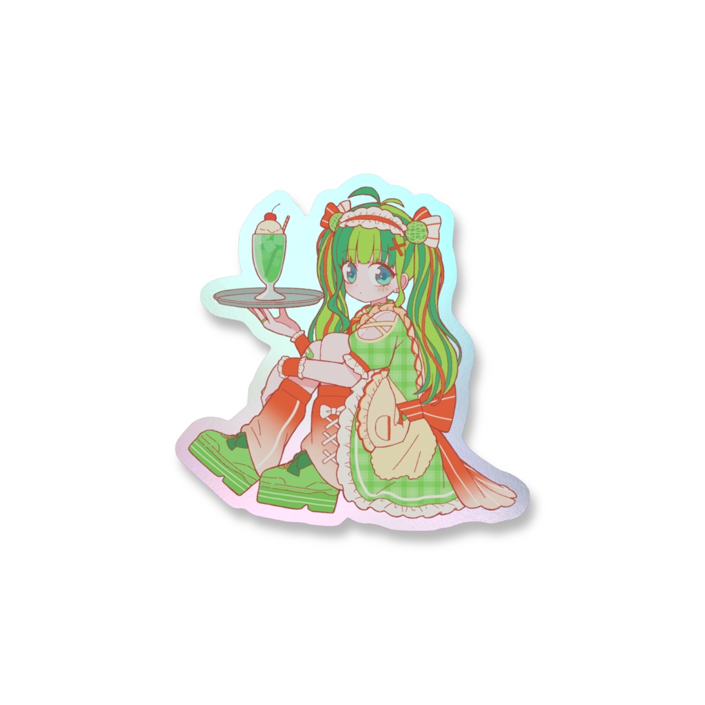 【限定販売】うりちゃんです2周年記念◇オーロラダイナー風ステッカー◇