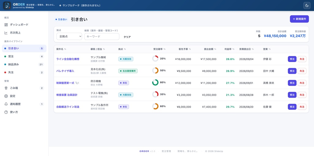 ORDER — 製造業向け 受注管理アプリ(無制限ライセンス)