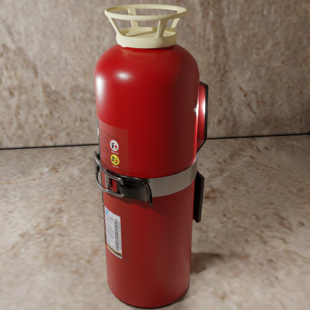 3Dモデル 転倒式化学泡消火器A 保持装置添付 blender FBX