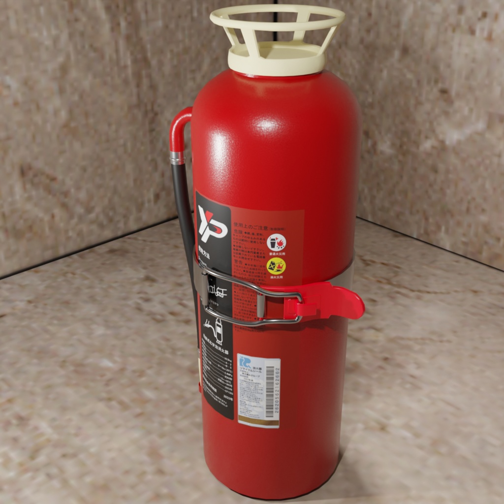 3Dモデル 転倒式化学泡消火器A 保持装置添付 blender FBX