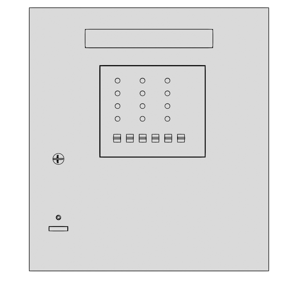 消防設備3Dモデル 白黒ラインアート11点セット(blenderファイル)