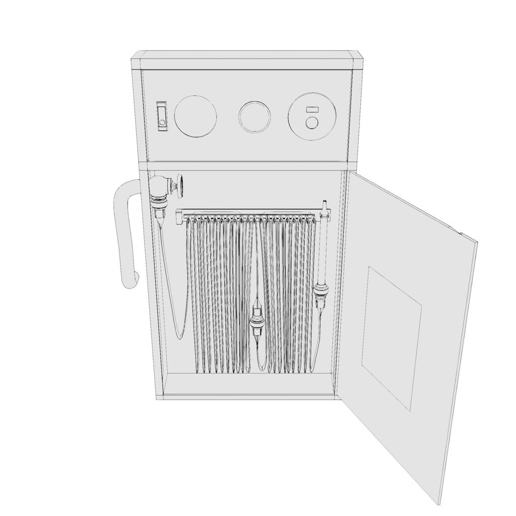 消防設備3Dモデル 白黒ラインアート11点セット(blenderファイル)