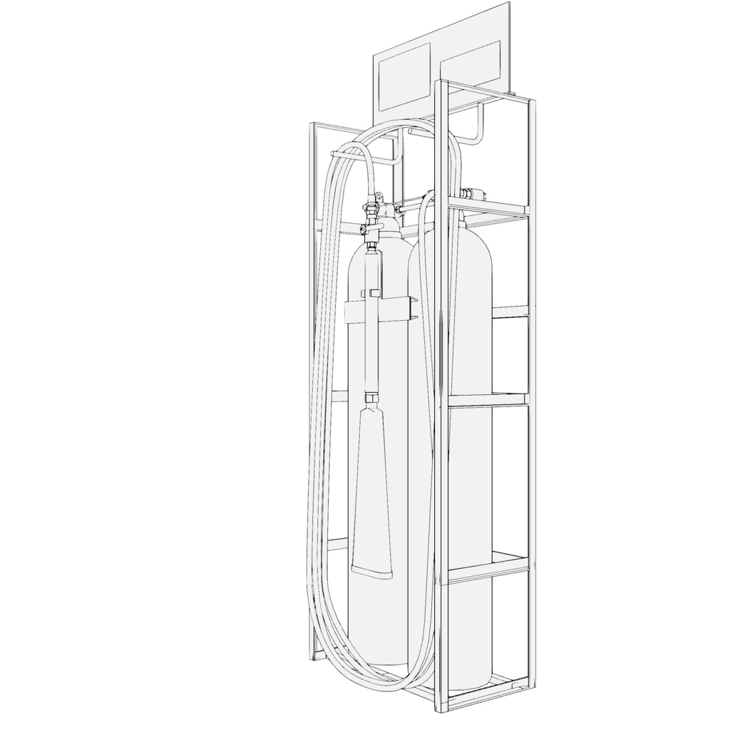 消防設備3Dモデル 白黒ラインアート11点セット(blenderファイル)