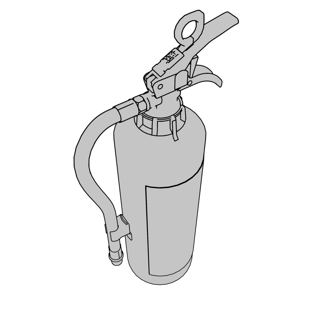 消防設備3Dモデル 白黒ラインアート11点セット(blenderファイル)