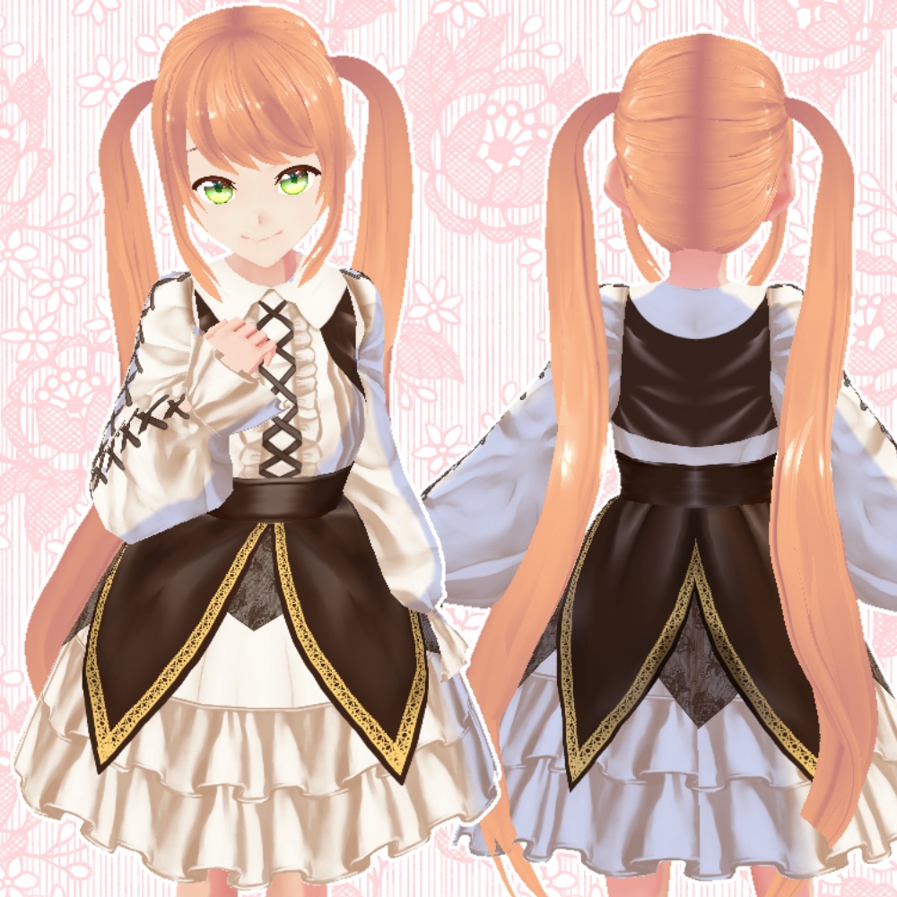 【Vroidベータ版衣装】花びらのクラシックドレス【カスタム可能】