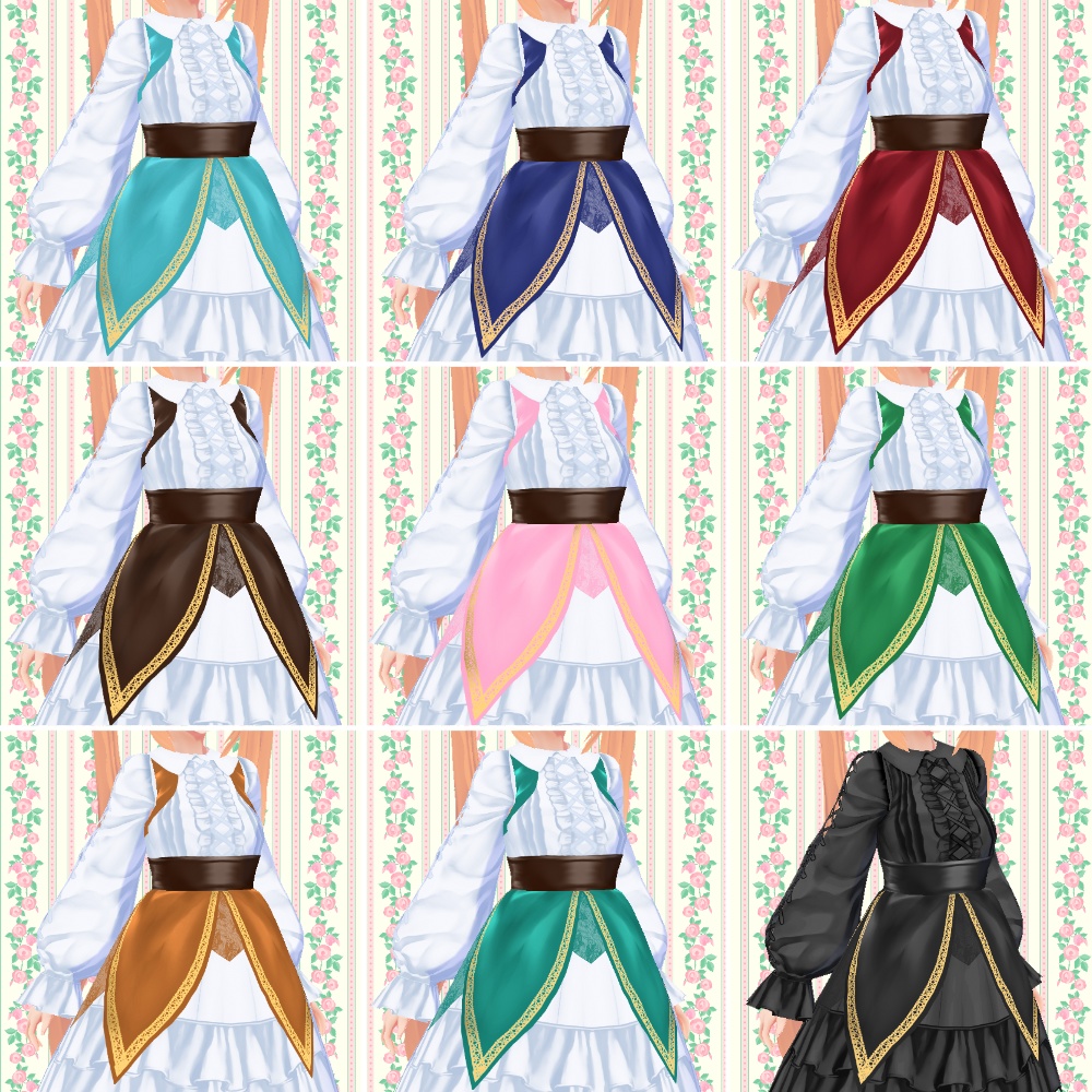 【Vroidベータ版衣装】花びらのクラシックドレス【カスタム可能】