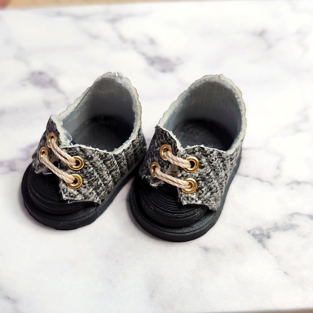 ちびぐるみ・10-12cm共通 ぬい靴 ツイード風シューズ 送料別