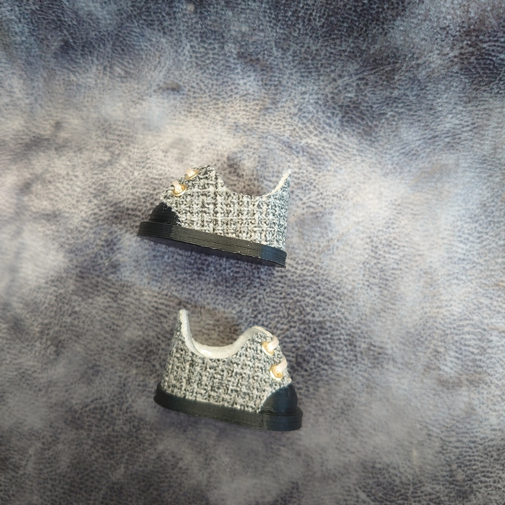 ちびぐるみ・10-12cm共通 ぬい靴 ツイード風シューズ 送料別