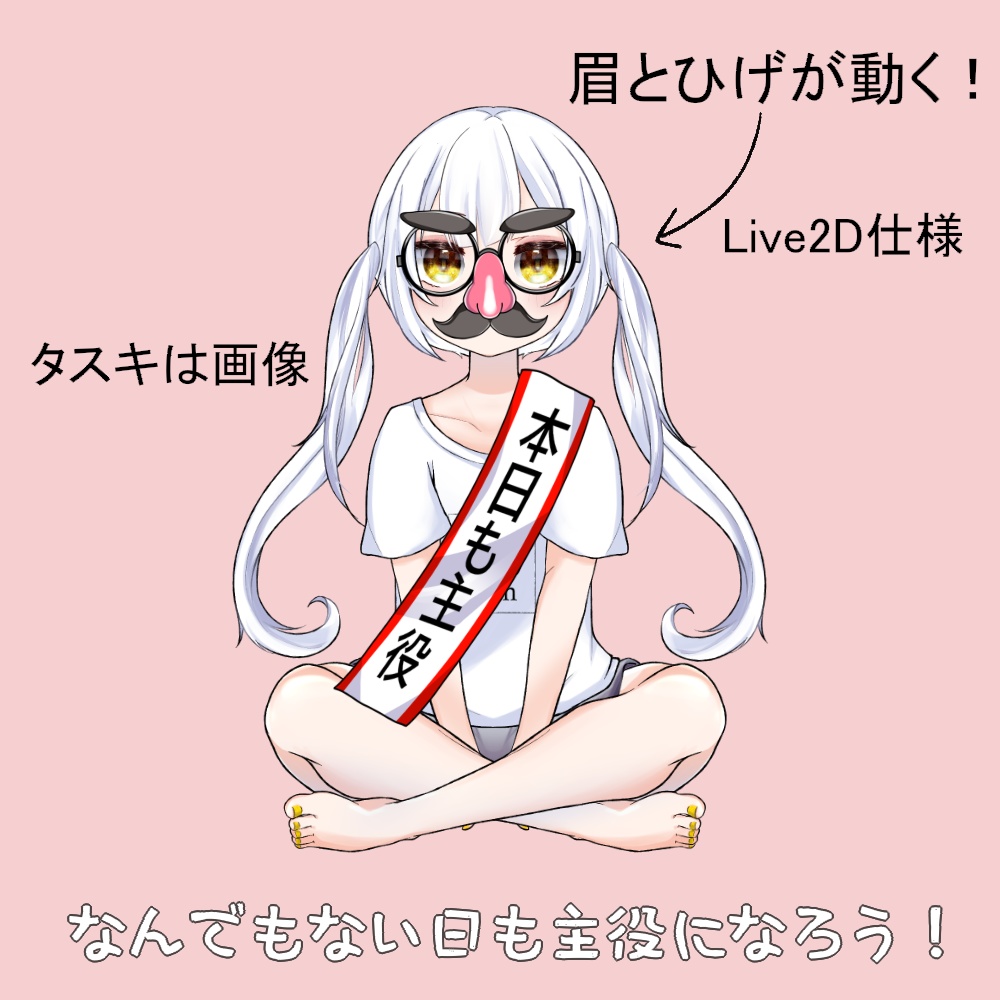 【VTS対応】パーティーグッズ!ひげ眼鏡&本日も主役【素材】