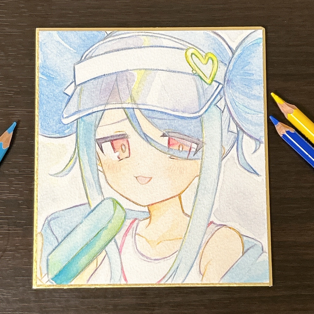 【イラスト】水着フブキ【水彩】
