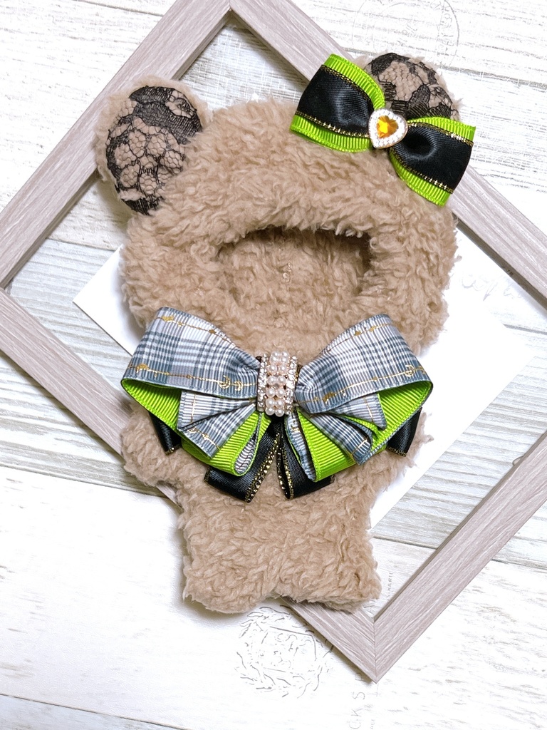 着ぐるみ　茶くま　ライム×グレー