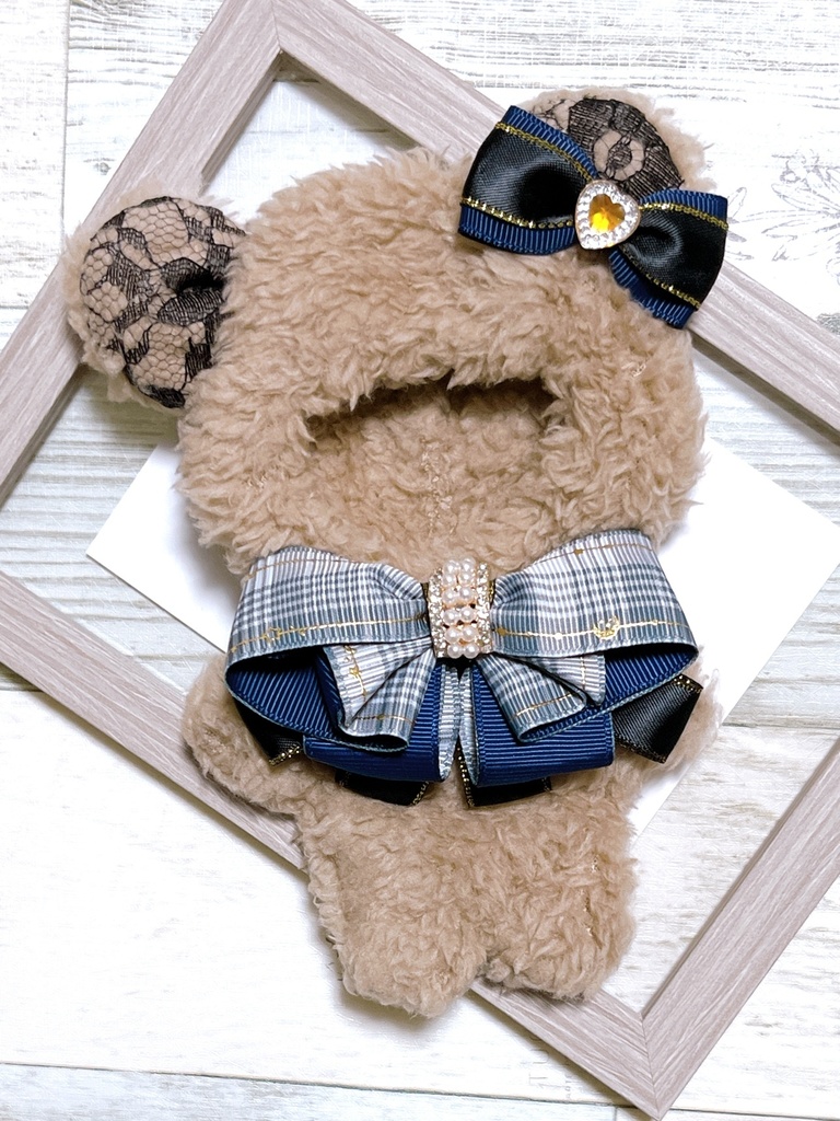 着ぐるみ　茶くま　ネイビー×グレー