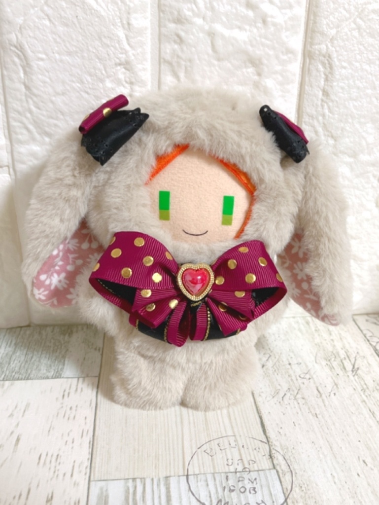 着ぐるみ 薄茶ロップ ワインレッド・ドット