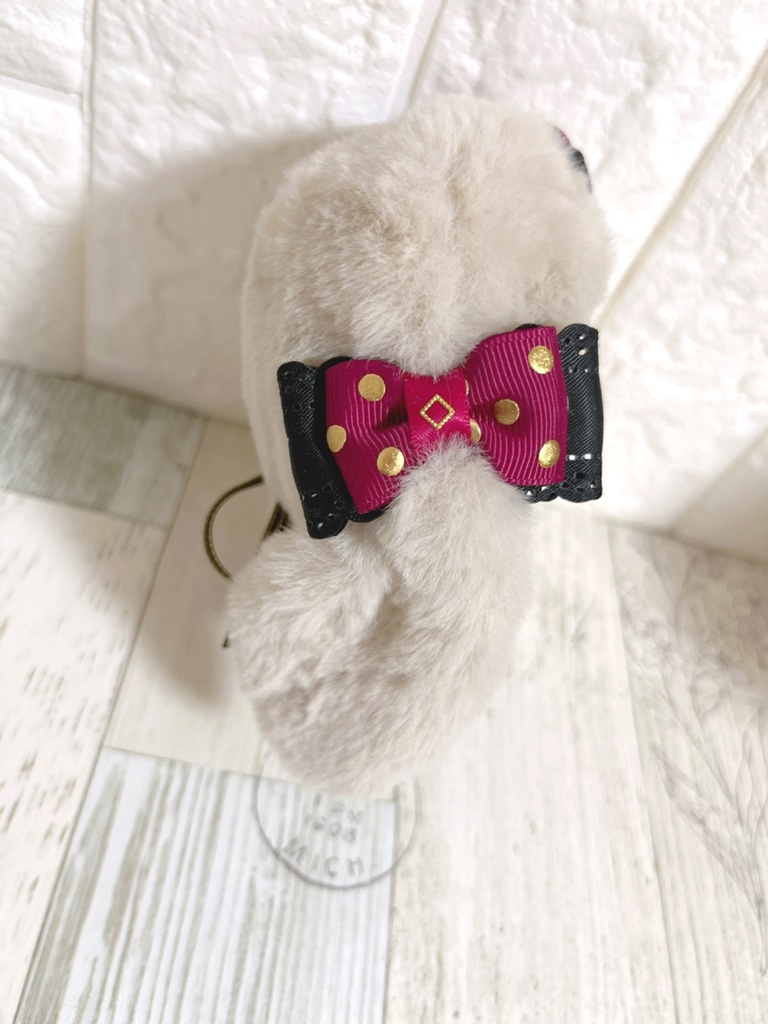 着ぐるみ 薄茶ロップ ワインレッド・ドット