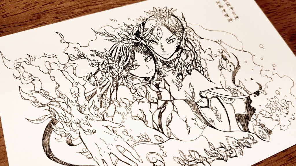 神霊画・阿蘇津彦神 阿蘇津媛神(原画作品)