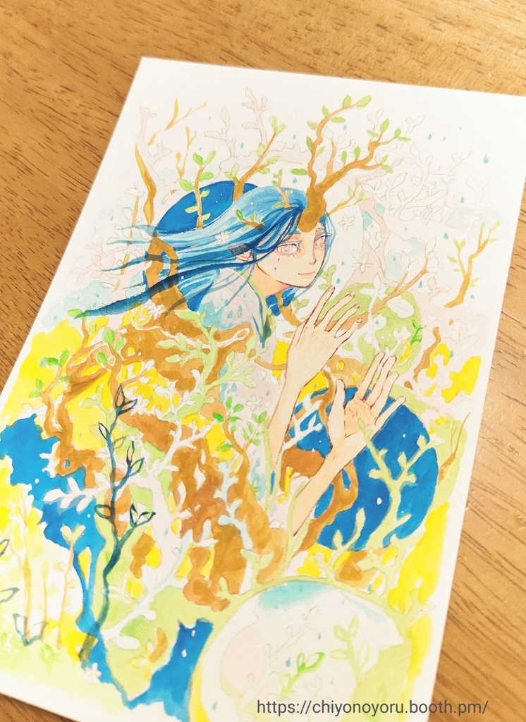 『雨に芽ぐむ』創作神様の絵シリーズ、ノンフレームアート