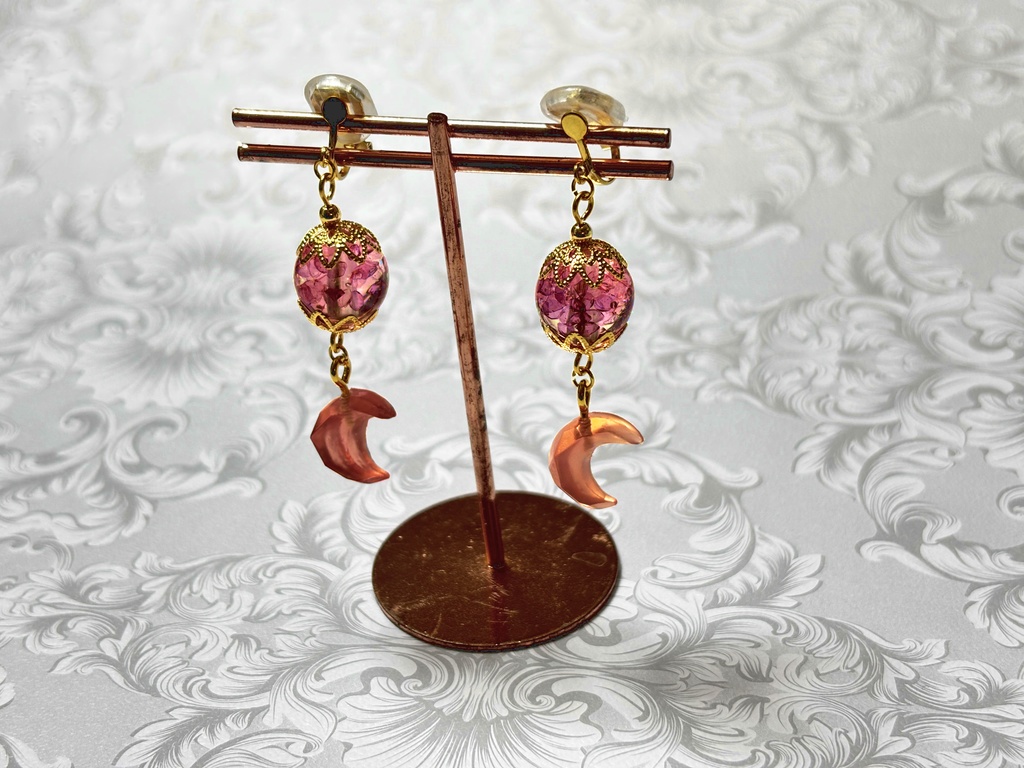 桜月夜 ハンドメイドイヤリング(金具変更可能)