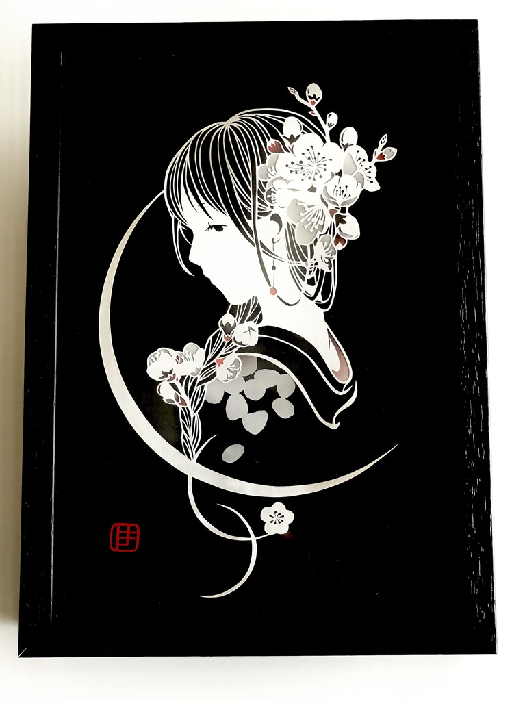 【額装原画】雪月梅花