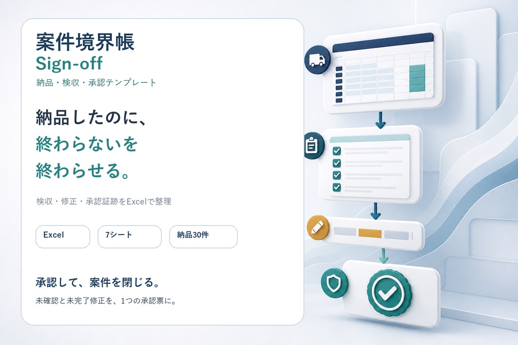 案件境界帳 検収書|納品・検収・修正・承認を記録するExcelテンプレート